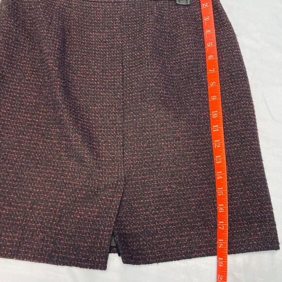LOFT Lined Wool Blend Skirt Size 4 Black Red Tweed Dark Academia Classic Preppy - Picture 9 of 10